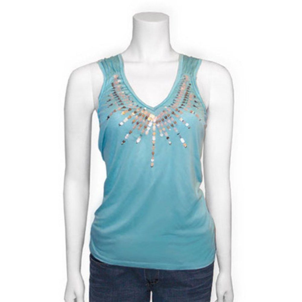 Mint Sequin Rayon Cami Aqua